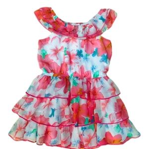 Hibiscus print floral Off shoulder dress